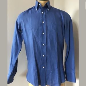 Marrin For Chantal Blue Button Up Linen Top Sz M/L